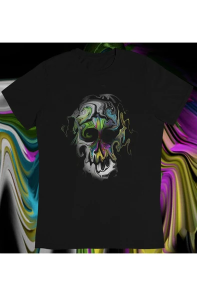 playbackmoda Owersize Illüstrasyon Kurukafa Tasarım Baskılı Tişört ürün görseli