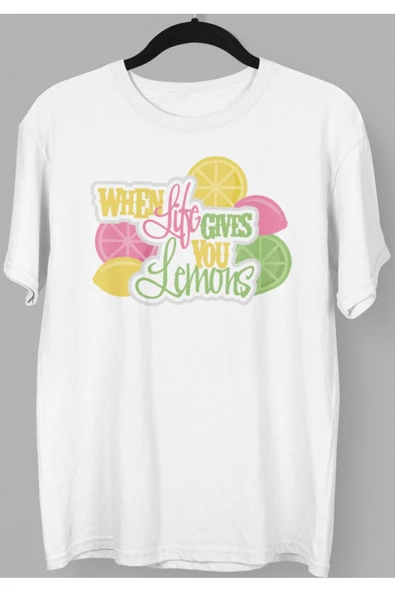 playbackmoda Owersize Life Gives You Lemon Yazı Baskılı Tişört ürün görseli