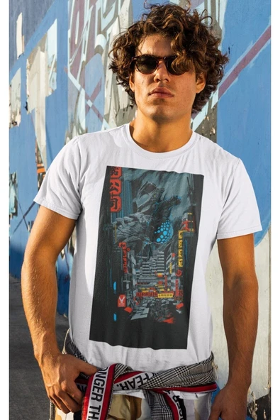 playbackmoda Owersize Film Afiş Pacıfıc Rım Tasarım Baskılı Tişört - Resim 2