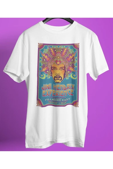 playbackmoda Owersize Tasarım Rock Poster Jımı Hendrıx Baskılı Tişört ürün görseli