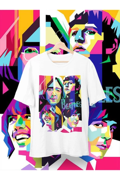 playbackmoda Owersize Tasarım Rock Poster Beatles Baskılı Tişört - Resim 2