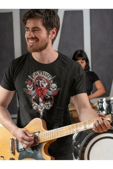 playbackmoda Owersize Tasarım Rock Poster Guns And Roses Baskılı Tişört - Resim 2