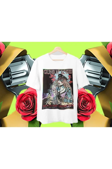 playbackmoda Owersize Tasarım Rock Poster Guns And Roses Baskılı Tişört - Resim 2