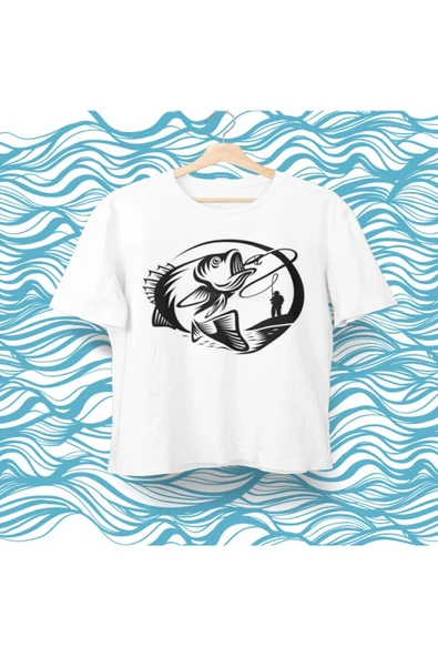 playbackmoda Owersize Tasarım Balık Balıkçılık Baskılı Tişört - Resim 2