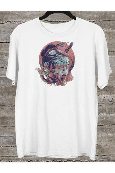 playbackmoda Owersize Ilustrasyon Japon Zombi Samuray Tasarım Baskılı Tişört ürün görseli