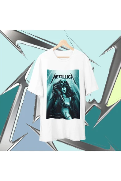 playbackmoda Owersize Tasarım Rock Poster Metallica Baskılı Tişört - Resim 2