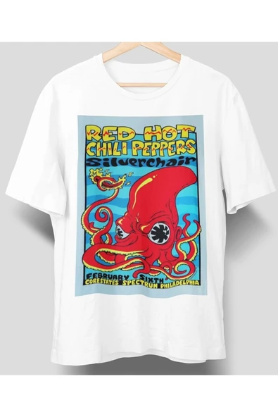playbackmoda Owersize Tasarım Rock Poster Red Hot Chılı Peppers Baskılı Tişört ürün görseli