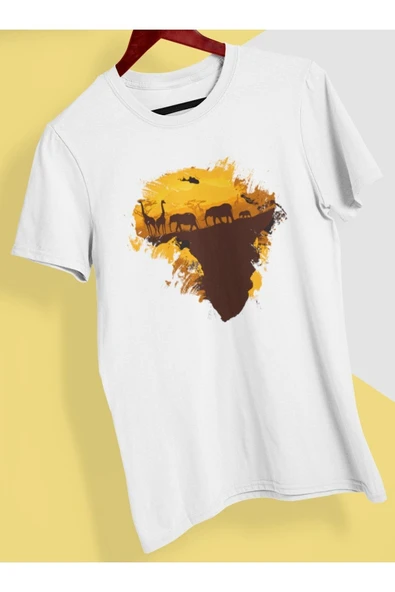 playbackmoda Owersize Tasarım Ülke Şehir Afrika Baskılı Tişört - 1