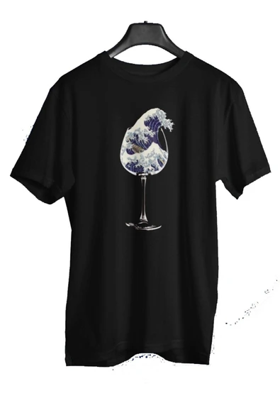 playbackmoda Owersize Tasarım Ilustrasyon Bardak Dalga Baskılı Tişört