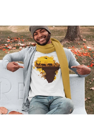 playbackmoda Owersize Tasarım Ülke Şehir Afrika Baskılı Tişört - 2