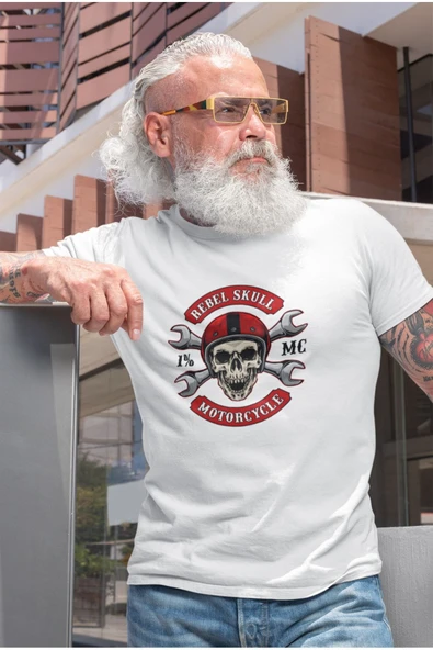 playbackmoda Oversize Motosiklet Rebel Skull Tasarım Baskılı Oversize Tişört ürün görseli