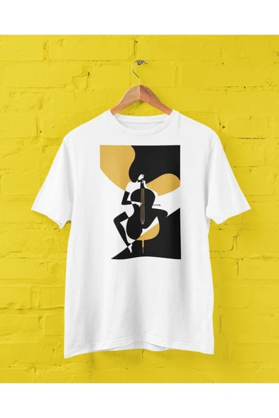playbackmoda Owersize Tasarım Ilustrasyon Viyola Baskılı Tişört ürün görseli