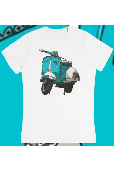 playbackmoda Owersize Vespa Motor Scooter Tasarım Baskılı Tişört ürün görseli