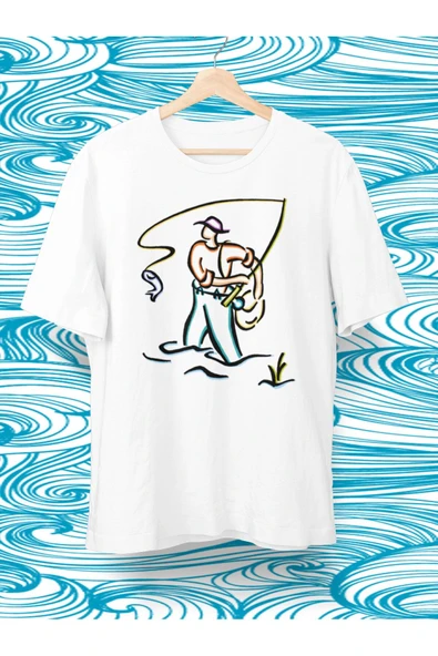 playbackmoda Owersize Tasarım Balık Balıkçılık Baskılı Tişört - Resim 2