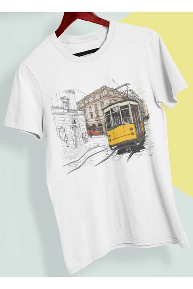 playbackmoda Owersize Tasarım Ülke Şehir Tranvay Baskılı Tişört ürün görseli