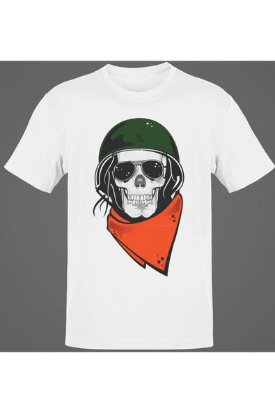 playbackmoda Owersize Motosiklet Kask Kurukafa Tasarım Baskılı Tişört ürün görseli
