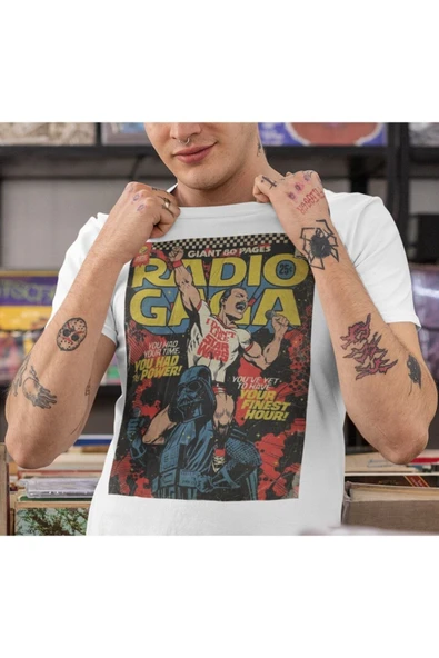 playbackmoda Owersize Tasarım Rock Poster Queen Baskılı Tişört - Resim 2