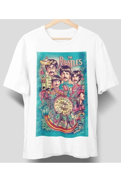 playbackmoda Owersize Tasarım Rock Poster Beatles Baskılı Tişört ürün görseli