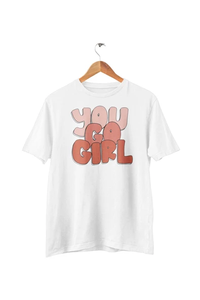playbackmoda Oversize Renkli You Go Gırl Yazı Baskılı Oversize Tişört ürün görseli