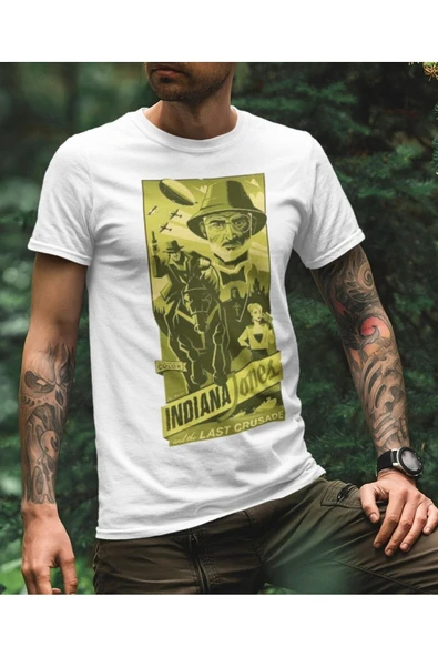 playbackmoda Owersize Film Afiş Indıana Jones Tasarım Baskılı Tişört - Resim 2
