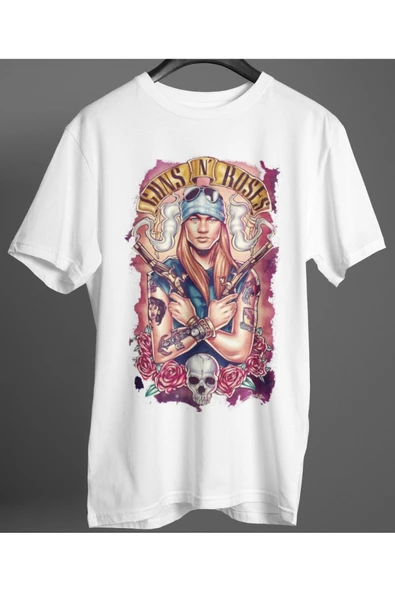 playbackmoda Owersize Tasarım Rock Poster Guns And Roses Baskılı Tişört ürün görseli