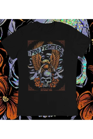 playbackmoda Owersize Foo Fıghters Kurukafa Tasarım Baskılı Tişört ürün görseli