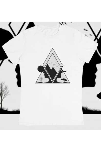 playbackmoda Owersize Illüstrasyon Gece-gündüz Tasarım Baskılı Tişört ürün görseli