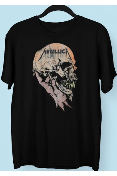 playbackmoda Owersize Müzik Metallica Tasarım Baskılı Tişört ürün görseli
