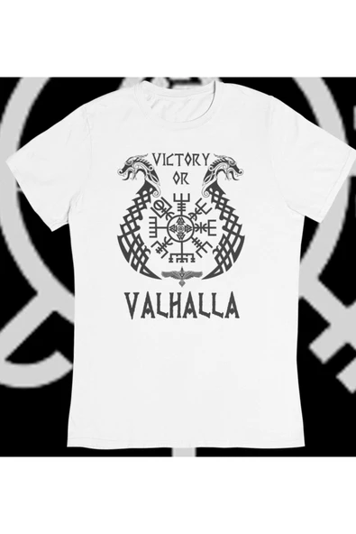 playbackmoda Owersize Victory Or Valhalla Yazı Tasarım Baskılı Tişört ürün görseli