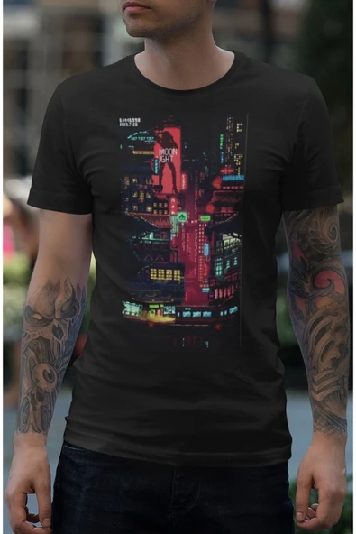 playbackmoda Owersize Film Afiş Moon Lıght Tasarım Baskılı Tişört - Resim 2