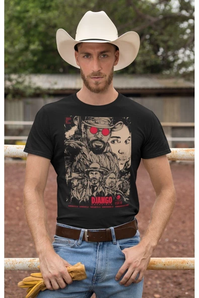 playbackmoda Owersize Film Afiş Django Tasarım Baskılı Tişört - Resim 2