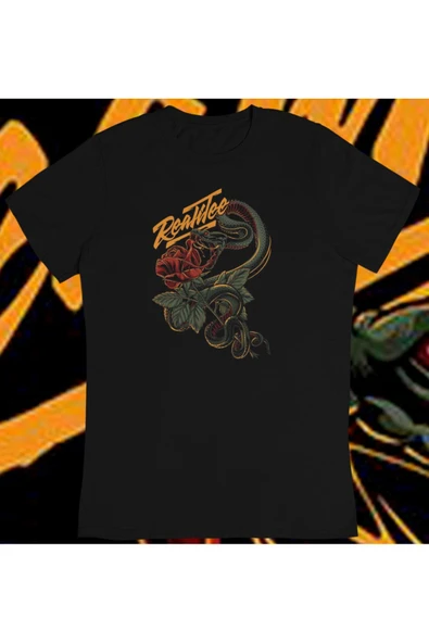 playbackmoda Owersizemillüstrasyon Gül Yılan Tasarım Baskılı Tişört ürün görseli
