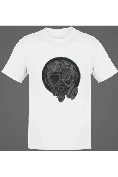 playbackmoda Owersize Gaz Maskeli Kurukafa Baskılı Tişört ürün görseli