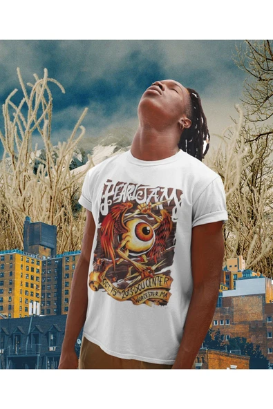 playbackmoda Owersize Tasarım Rock Poster Pearl Jam Baskılı Tişört - Resim 2