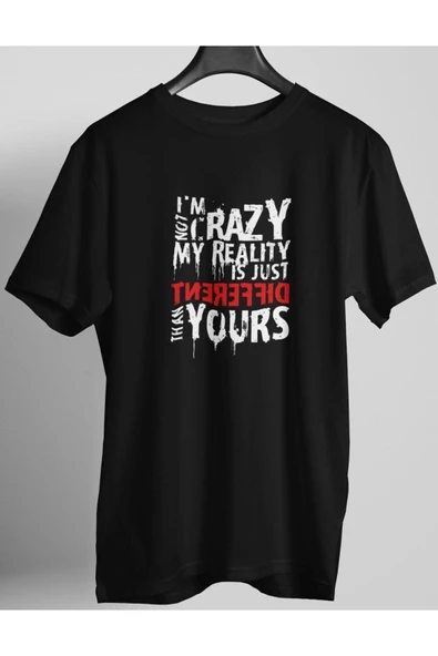 playbackmoda Owersize Tasarım I Am Crazy Yazı Baskılı Tişört ürün görseli