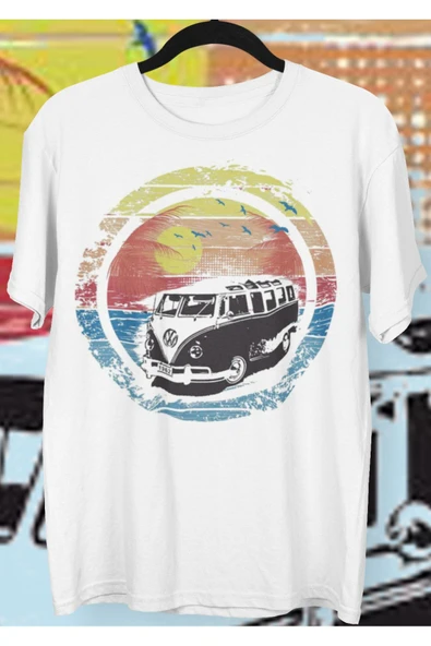 playbackmoda Owersize Volkswagen T1 Summer Sun Set Tasarım Baskılı Tişört ürün görseli