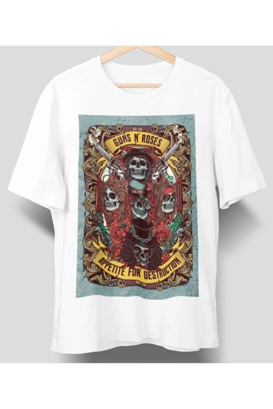 playbackmoda Owersize Tasarım Rock Poster Guns And Roses Baskılı Tişört ürün görseli