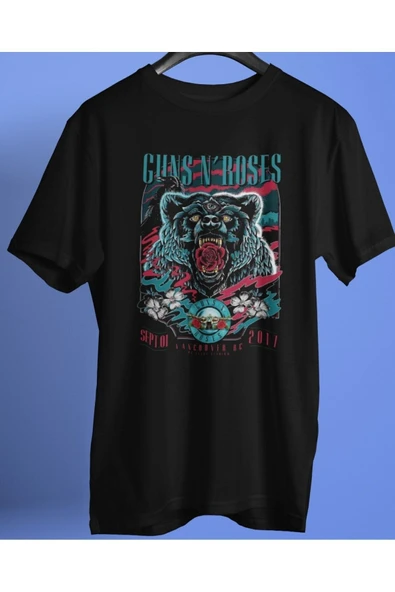 playbackmoda Owersize Tasarım Rock Poster Guns And Roses Baskılı Tişört ürün görseli