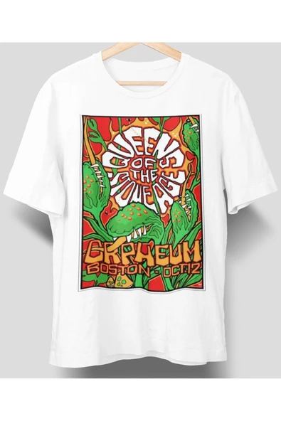 playbackmoda Owersize Tasarım Rock Poster Queens Of The Stone Baskılı Tişört ürün görseli