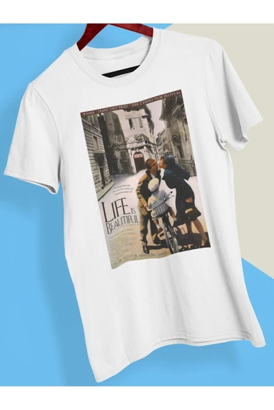 playbackmoda Owersize Film Afiş Lıfe Is Beautıful Tasarım Baskılı Tişört ürün görseli
