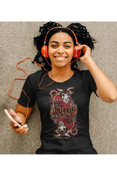 playbackmoda Owersize Müzik Lamb Of God Tasarım Baskılı Tişört - Resim 2