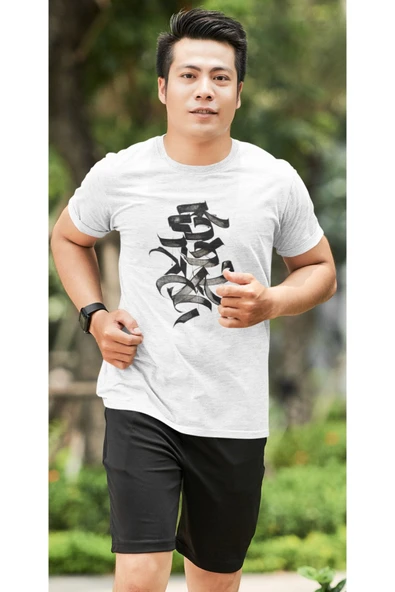 playbackmoda Owersize Japonca Yazı Baskılı Tişört - Resim 2