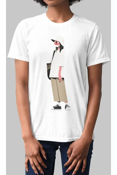 playbackmoda Owersize Pop Art Utangaç Kız Tasarım Baskılı Tişört ürün görseli