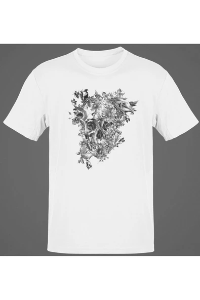 playbackmoda Owersize Ilustrasyon Kurukafa Tasarım Baskılı Tişört ürün görseli