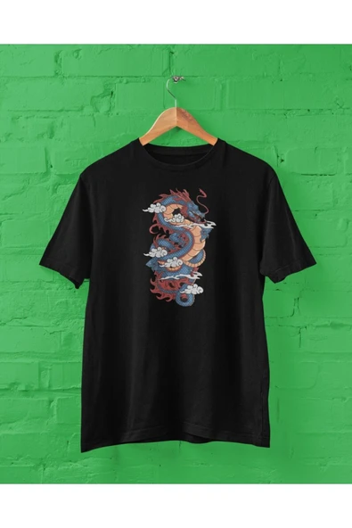 playbackmoda Owersize Tasarım Ilustrasyon Çin Ejderha Baskılı Tişört ürün görseli