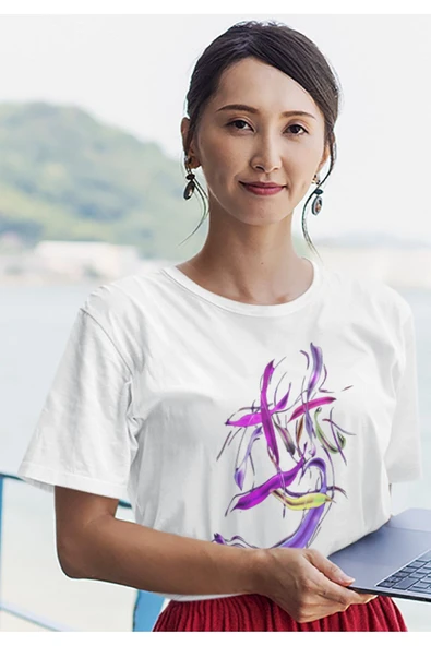 playbackmoda Owersize Japonca Yazı Baskılı Tişört - Resim 2