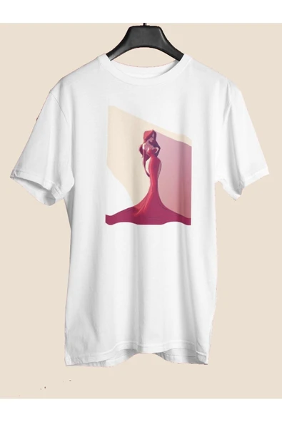 playbackmoda Owersize Tasarım Ilustrasyon Kırmızılı Kadın Baskılı Tişört