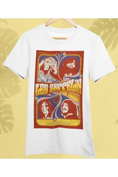 playbackmoda Owersize Tasarım Rock Poster Led Zeppelin Baskılı Tişört