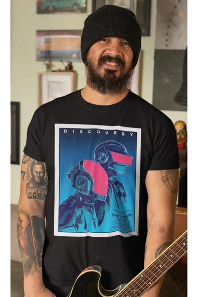 playbackmoda Owersize Müzik Gurup Daft Punk Tasarım Baskılı Tişört - Resim 2