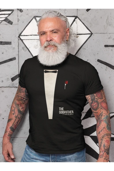 playbackmoda Owersize Film Afiş The Godfather Tasarım Baskılı Tişört - Resim 2